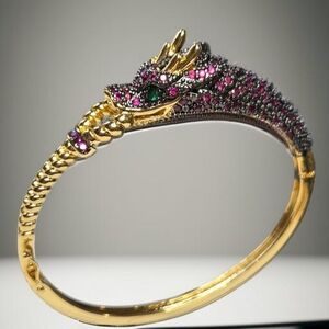 Unique Luxury 18k Gold Plated Fushia Crystal Dragon Rope Lasso Bracelet